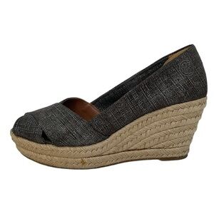 Tory Burch Wedge Women's 8.5 Grey Espadrille Open Toe Heels Spain